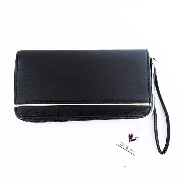 LILY & IVY  Black Zip Around Wallet Wristlet - Picture 6 of 13